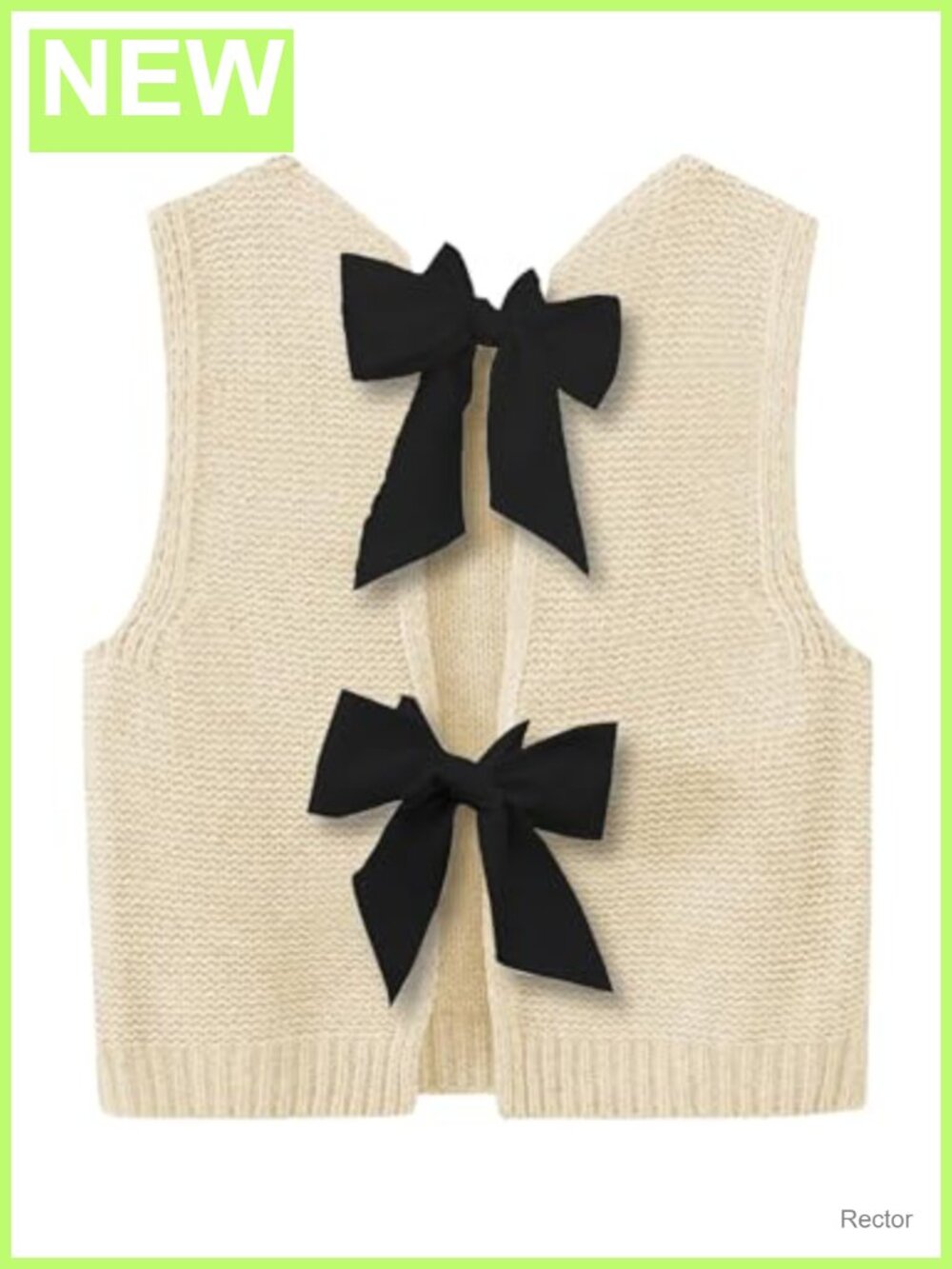 Women's Tie Back Cropped Knit Sweater Vest Sleeveless Bow Tank Top